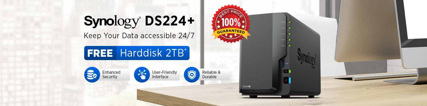 Synology DS224+ Free Harddisk 2TB*